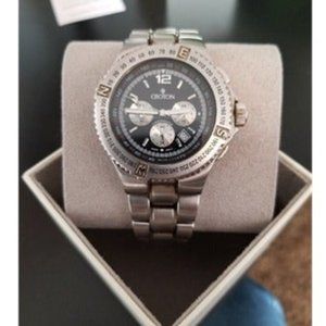 Croton Men's All Stainless Steel Quartz Watch with Date and Tachymeter Bezel